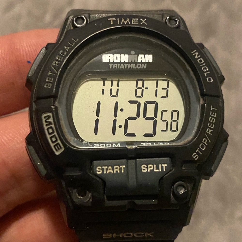 Timex Ironman Triathlon Shock Digital Watch Black 200M Timer 30 Lap New Battery